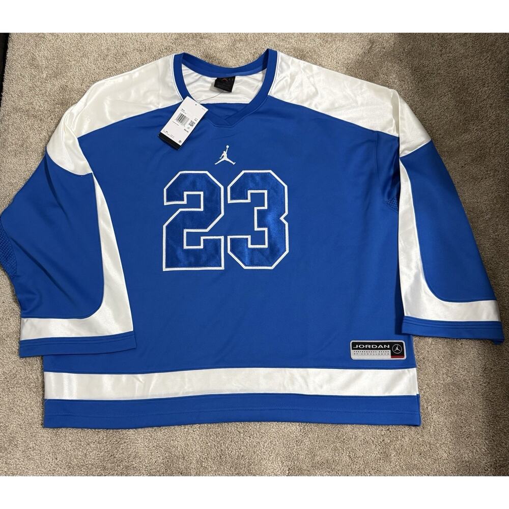JORDAN BROOKLYN COLLEGIATE HOCKEY JERSEY BLUE MEN'S SZ XXL. HV0109-459 OVERSIZED